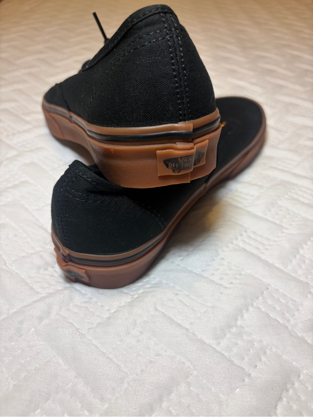 Vans | NWOT Black Canvas Skate Sneakers with Gum Sole and Gold Eyelets Unisex - Picture 5 of 7